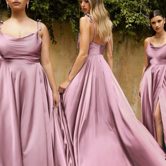 Sienna Prom Party Open back Evening Formal Long Maxi Satin A-line Dress cd104 - Picture 3 of 7